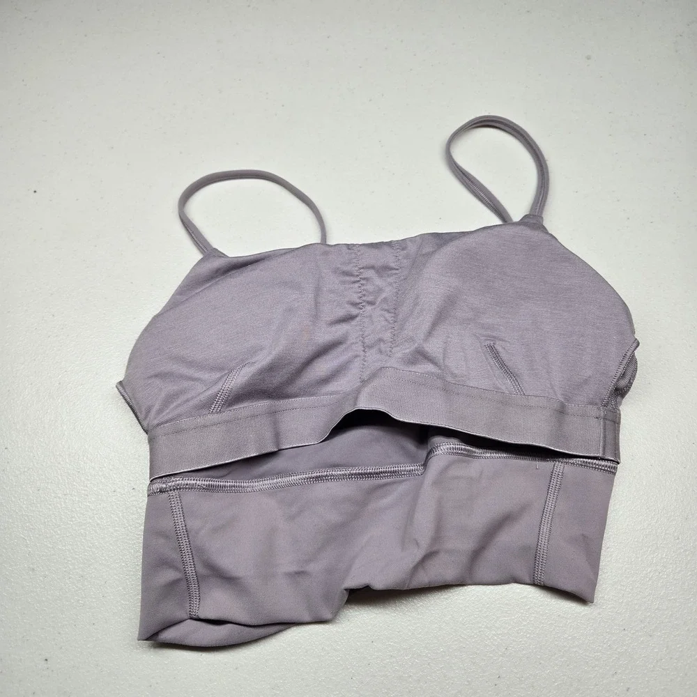 Lululemon Women Bra 6 Lavender Align Tank Gray Bralette Wireless Spaghetti